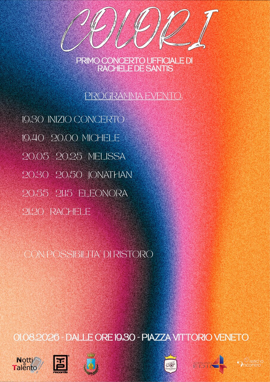 Retro della locandina con programma evento del concerto Colori
